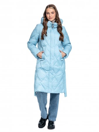 Текстильное зимнее пальто на синтепоне с капюшоном